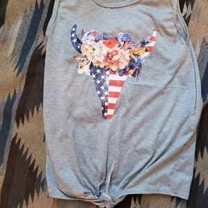 American cow skull tank top